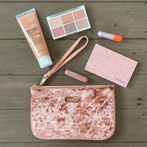 ULTA Beauty Pink Makeup Palette Set with Bebe Pink Velvet Wristlet